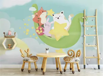 Pritaikyti bet kokio dydžio 3D foto tapetai ranka-dažytos animacinių filmų žvaigždžių katė star vaikų miegamąjį kambarį freskos fone sienos