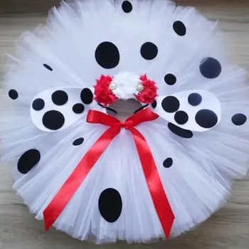 Purus Dalmatijos Šuo Kostiumas Bamblys Merginos Polka Dot Birthday Party Dress Vaikų Halloween Carnival Tutu Sijonas Cosplay Drabužiai