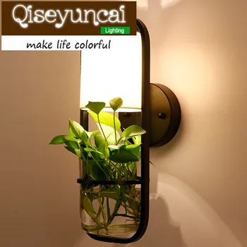 Qiseyuncai Amerikiečių minimalistinės kūrybos vazoninių augalų stiklo siena lempos, miegamasis kambarys, valgomasis kambarys, valgomasis salė, TV sienų apdailai lempos