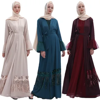 Ramadanas Atidaryti Dubajus Abaja Kimono Megztinis Musulmonų Suknelė, Hijab Kaftan Abayas Moterų Caftan Marocain Kataro Islamo Skraiste Drabužiai