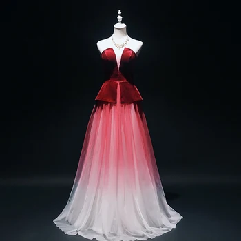 Realios Nuotraukos Naujų Garsenybių Suknelės, Vynas, Raudonas-line Kokteilis Prom Dresses Vestido De Tiulio Brangioji Elegantiškas Ilgas Vakare Gown