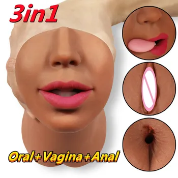 Sekso Žaislai Mens Realus Makšties Masturbacija Silikono Pūlingas Lūpų 3 Kanalų Masturbardor Vyrų Suaugusiųjų Erotinių Produktų