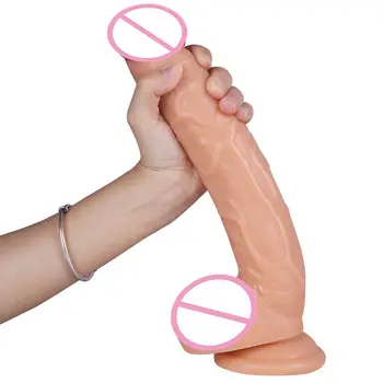 Super Nekilnojamojo Vibratorių Juodaodžių Minkštos Odos Tekstūra Lytinių Organų Vyrų Penis Penis Modelis Suaugusiųjų Sekso Žaislai Moterims Masturbator Įrankis Flirtuoti