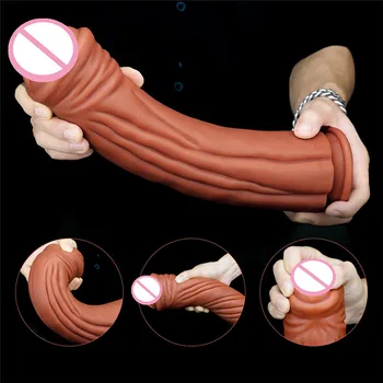 Super minkštas ir tikroviškas dvigubo sluoksnio arklių diaosi varpos dildo Seksualus milžinišką dildo Moterų masturbacija prietaiso Dvigubo sluoksnio silicio