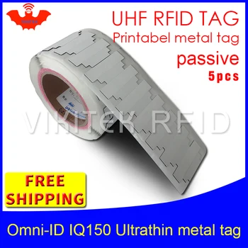 UHF RFID Plono metalo žymeklį omni-ID IQ150 915mhz 868mhz Impinj Monza R6 EPK 5vnt nemokamas pristatymas spausdinimui pasyvus RFID etikečių