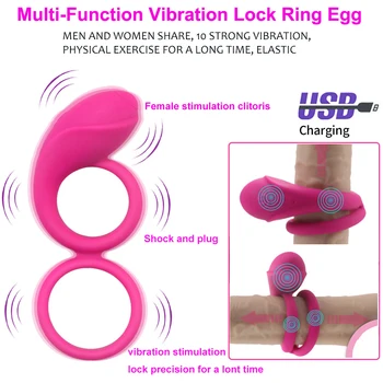 USB Multi-Funkcija Vibracijos fiksavimo Žiedą Silikono Karšto Mens Gaidžiai Žiedai Vyrų Varpos Nedelsiant Žiedai Vibratoriai Sekso žaisliukai Vyrams Sekso Priemonės