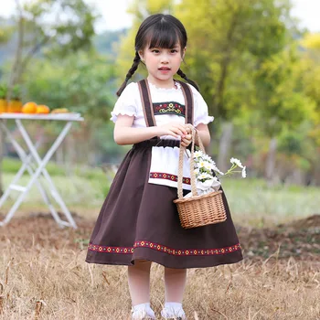 Vaiko Tradicinių Oktoberfest Dirndl Suknelė Vokietijos Bavarijos Alaus Wench Kostiumas Vaikams Mergina Etape Parodyti Išgalvotas Šalis Suknelė