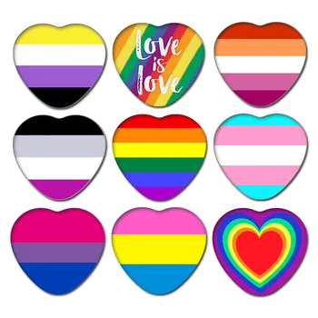 Vaivorykštė Ženklelis Atvartas Širdies LGBT Konstrukcijos Metalo Mielas Smeigtukai Nonbinary Genderfluid Gėjų Sagė Meilės ir Taikos Papuošalai Biseksualų Pansexual