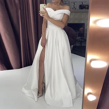 Vestuvių Suknelės 2020 Satino nuo Pečių Vestuvių Suknelė mažiau vestido de noiva užsakymą plius dydis