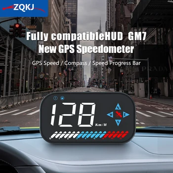 ZQKJ GM7 Head Up Display GPS Visiems Automobilių Aksesuaras Elektroninis Spidometras Auto Smart Digital HUD greičio viršijimo Signalas LCD Priminimas