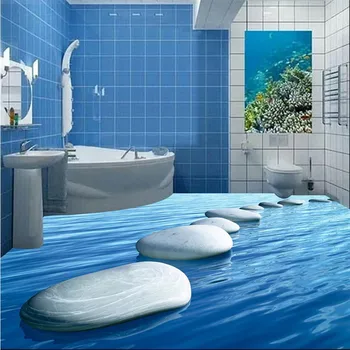 beibehang Tapetai Gyvenimo Kambario, Miegamasis 3D jūros mėlyna akmuo prijungtas Grindų Dažymo Vonios kambarys Lipni siena lipdukas