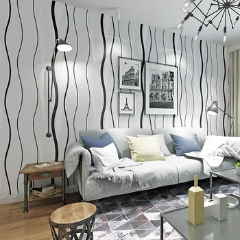 beibehang para quartoT dryžuotų tapetų modernus minimalistinio gyvenimo TV wall televizijos juodos ir baltos spalvos pilkame fone