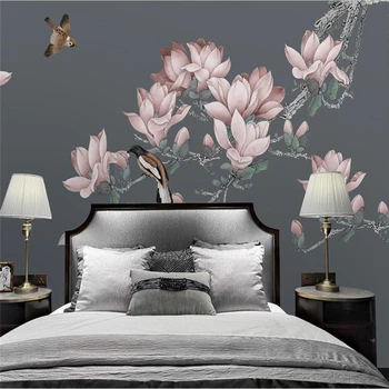 beibehang užsakymą papel de parede 3D Magnolia Gėlių, Paukščių Freskos miegamojo sienos Fone 3d tapetai Sienos Asheran Kvepalų