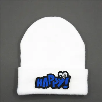 laimingas laišką siuvinėjimo Tirštėti megzti skrybėlę žiemą šiltą kepurę Skullies bžūp beanie skrybėlių už vaikas vyrai moterys 326