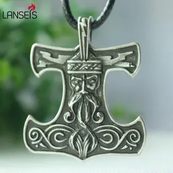 lanseis 1pcs skandinavų Thors Plaktukas pakabukas Skandinavų Amuletas Laido Karoliai viking žavesio karoliai vyrų papuošalai slavų talismanas pakabukas