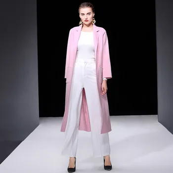 moteriški žieminiai paltai rožinės spalvos dvipusis vilnos, kašmyro outwear 2019 m. rudenį plius dydis ponios mados paltai ilgai nemokama laivas