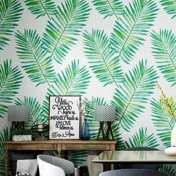 Šiaurės stiliaus tapetai ins bananų lapų atogrąžų miškų augalų kambarį, miegamąjį, TV foną