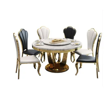 Šiaurės šalių mados stiliaus valgomasis stalas nustatyti marmuro viršuje metalinė lentelė su atlošais kėdės, virtuvės