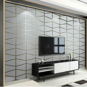 Šiuolaikinės Geometrinis Modelis Kambarį, TV Foną, Sienos Aksomo Tapetai Sutirštės neaustinių 3d Sofa Foną